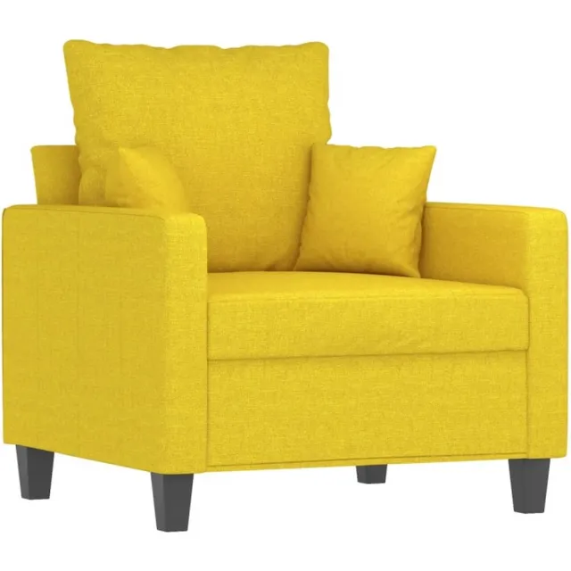vidaXL Fauteuil - met - voetenbank - 60 - cm - stof - lichtgeel