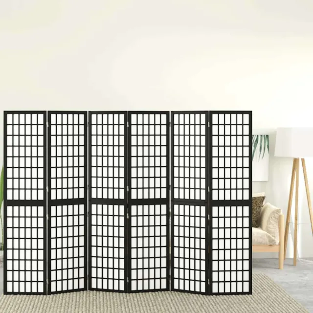 vidaXL Kamerscherm inklapbaar 6 panelen Japanse stijl 240x170 cm zwart, foto 2