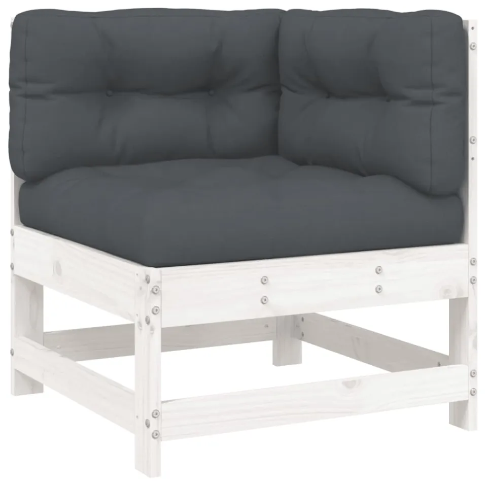 vidaXL 6-delige Loungeset met kussens massief hout wit, foto 3