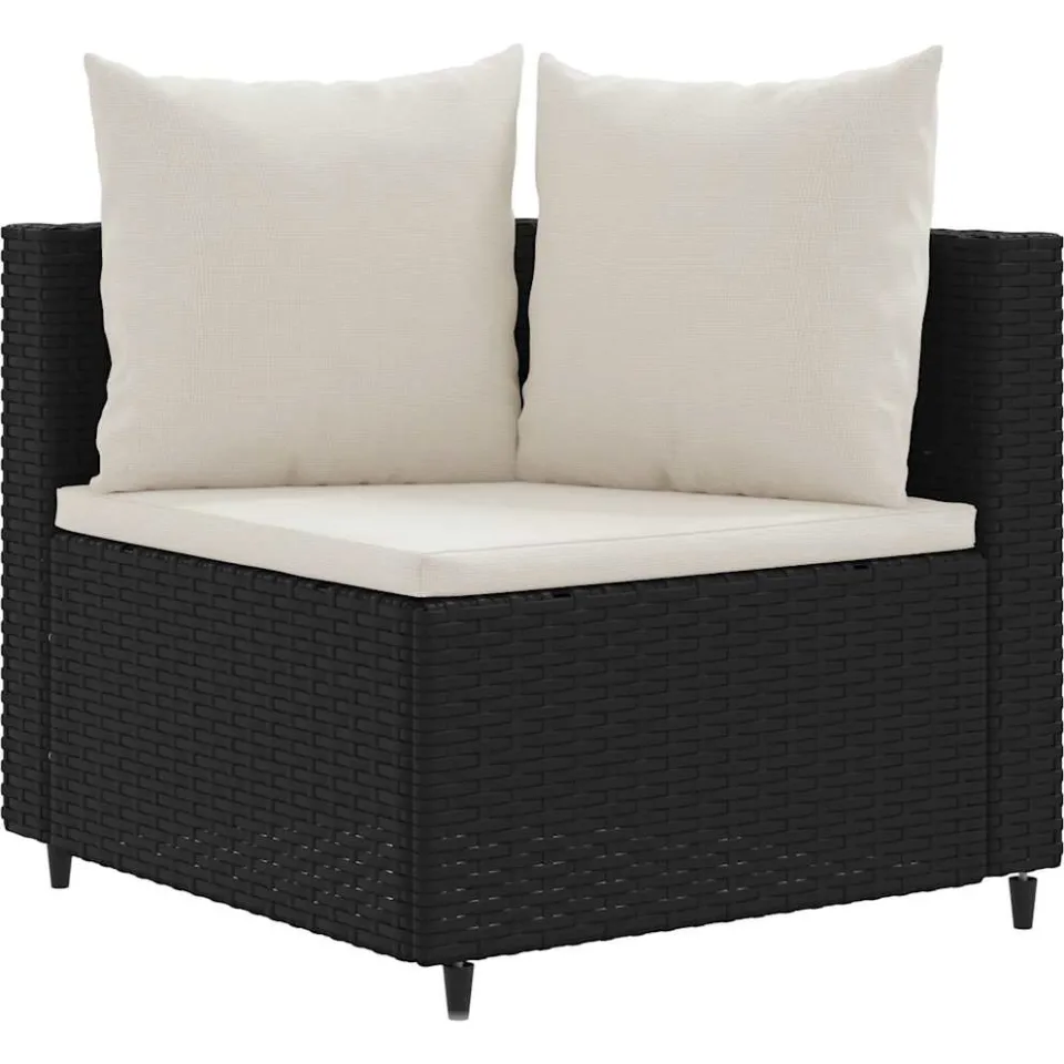 vidaXL 5-delige Loungeset met kussens poly rattan zwart, foto 3