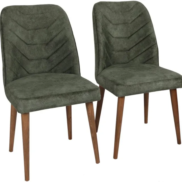 Skye Decor , Stoelenset (2 stuks), Dallas 558 V2, Metaal, Walnoot & Donkergroen, 50 x 49 x 90 cm