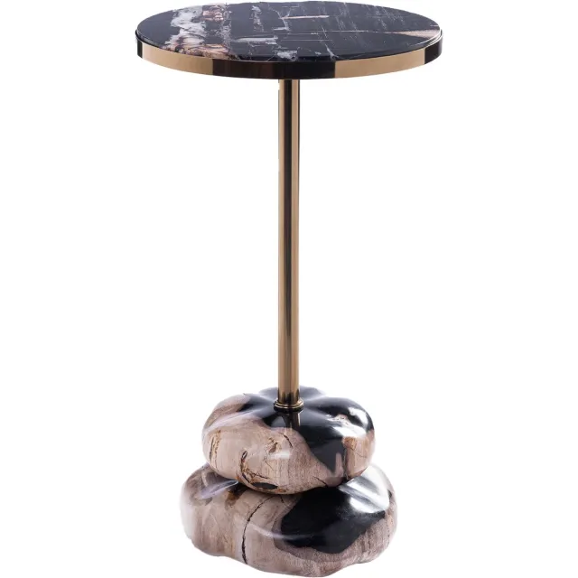 PTMD Wane Natural Petrified Wood Double Base Sidetable Naturel