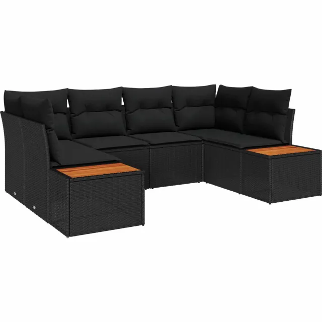vidaXL Tuin Sofa Set 6 st Zwart poly rattan