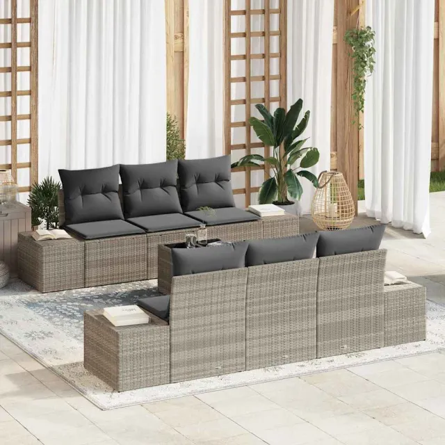 vidaXL Tuin Sofa Set 8 st Licht Grijs en Donker Grijs poly rattan Lichtgrijs
