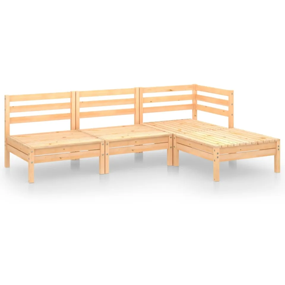 vidaXL 4-delige Loungeset massief grenenhout bruin, foto 3