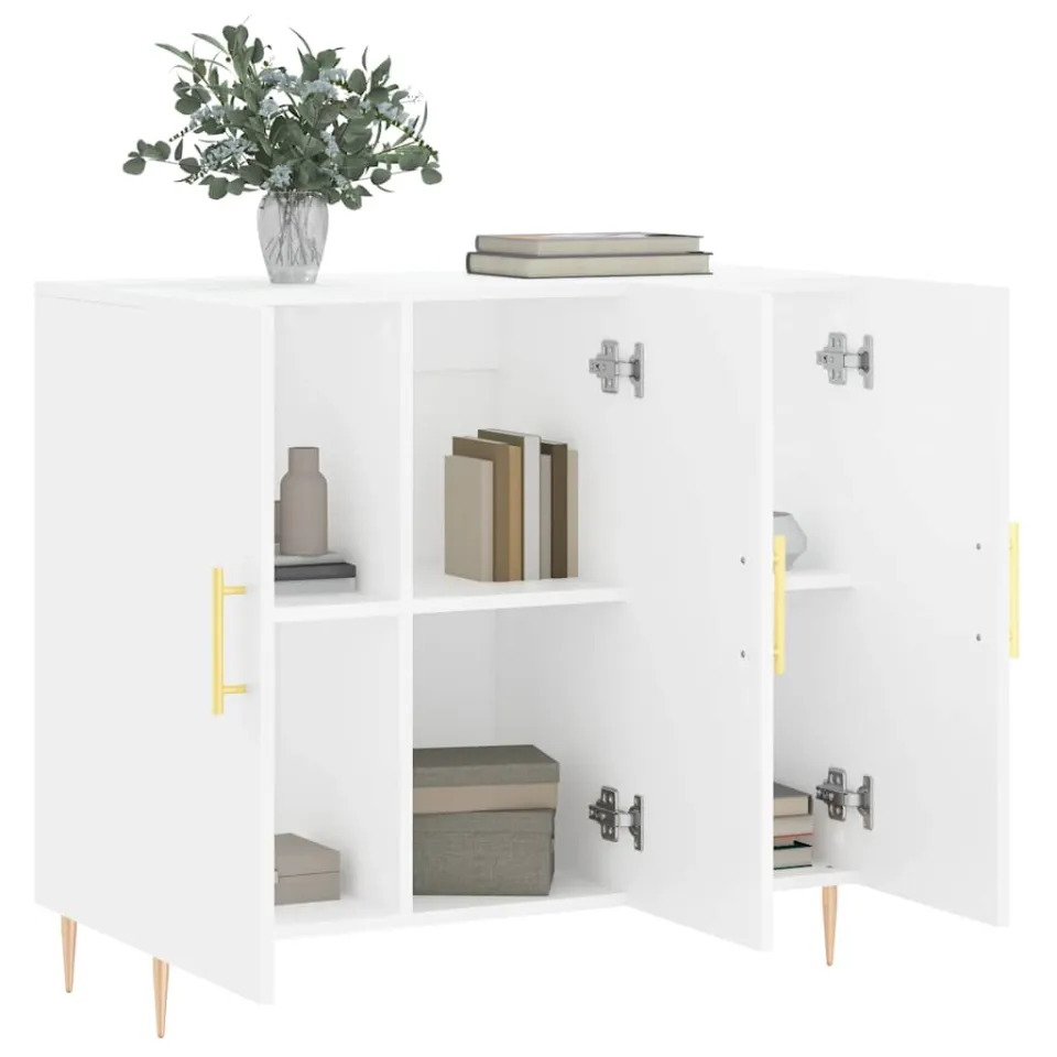 vidaXL Dressoir 90x34x80 cm bewerkt hout wit, foto 4