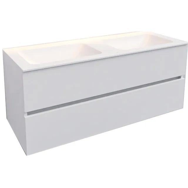 Boss & Wessing Badkamermeubel Solid Surface BWS Oslo 120x46 cm Rechts Mat Wit 4 Laden (met 1 kraangat)