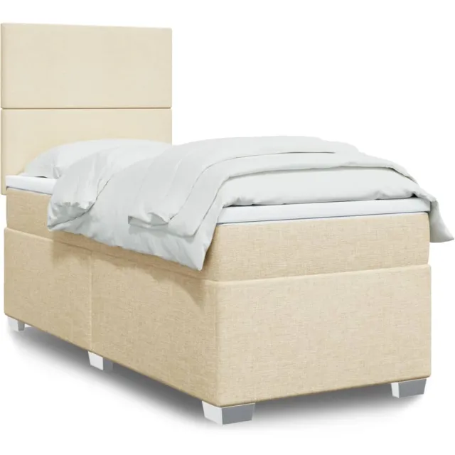 vidaXL Boxspring met matras stof crèmekleurig 90x200 cm