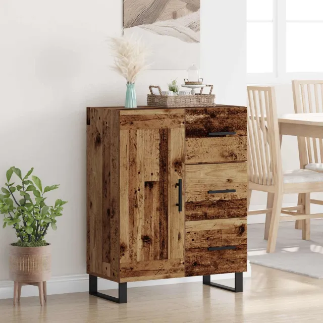 vidaXL Dressoir Oud Hout 69,5 x 34 x 90 cm Gemonteerd hout en ijzer Bruin