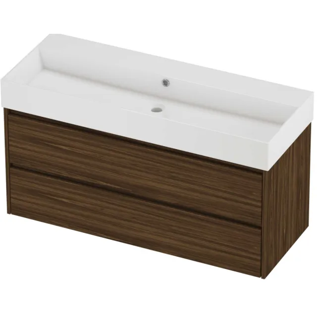 Proline Zara Badmeubelset Porselein Loft Enkel 120x46x65 cm Glans Wit Cabana Oak Eiken