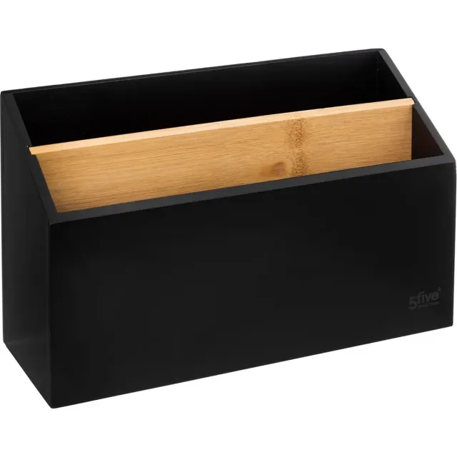 5Five® 5Five lectuurbak/tijdschriftcassette zwart - 25 x 9 x 16 cm - hout
