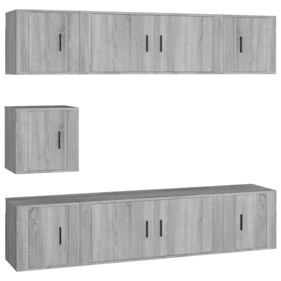 vidaXL 7-delige Tv-meubelset bewerkt hout grijs sonoma eikenkleurig, foto 3