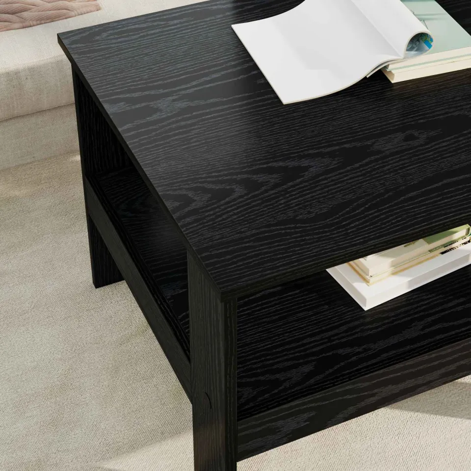 vidaXL Salontafel Zwart Eiken 57 x 55 x 45 cm Bewerkt hout, foto 4