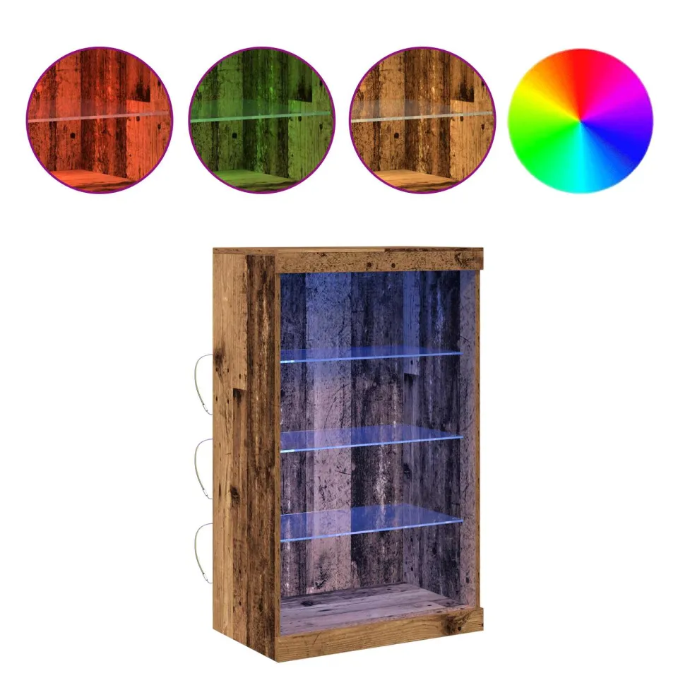 vidaXL LED Sideboard Oudhout 60,5 x 37 x 100 cm Bewerkt hout bruin, foto 3
