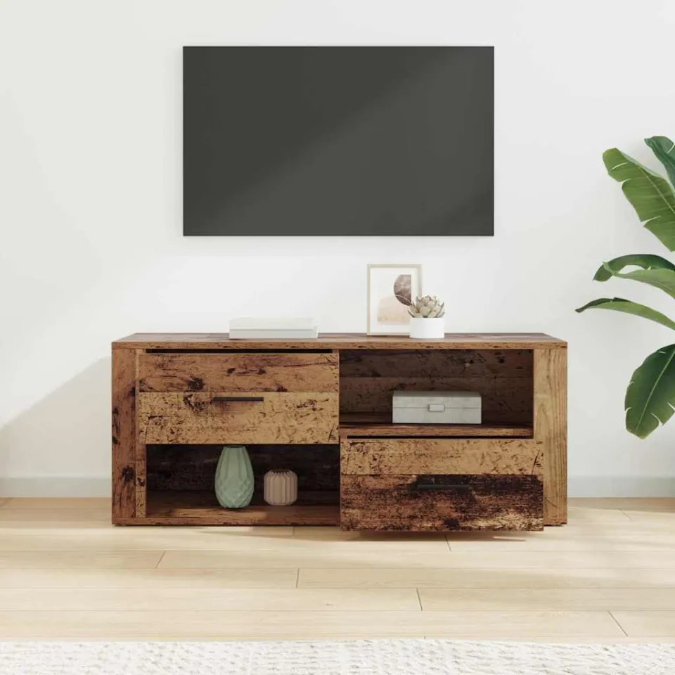 vidaXL TV-kast 100 x 35 x 40 cm Oud Hout Bewerkt hout bruin, foto 4