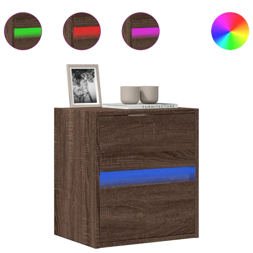 vidaXL Tv-wandmeubel met LED-verlichting 41x31x45 cm bruin eikenkleur