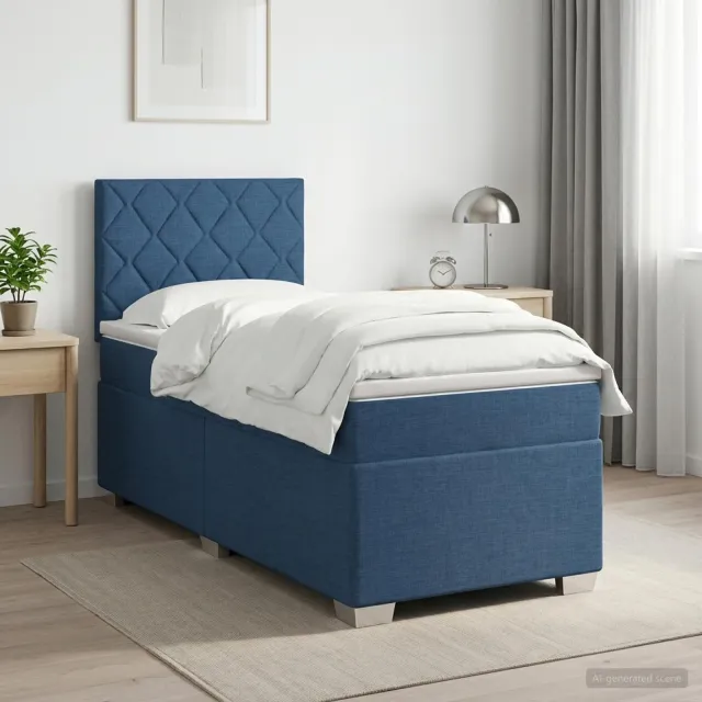vidaXL Boxspringbed met matras met hoofdeinde Blauw 90 x 200 cm Stof