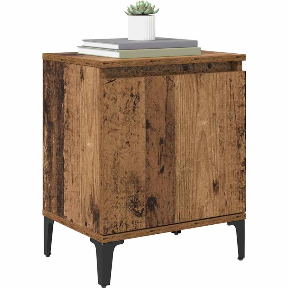 vidaXL Nachtkastje Oudhout 40 x 30 x 50 cm Bewerkt hout bruin
