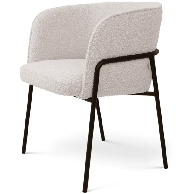 Nolon Josefien eetkamerstoel met armleuningen in bouclé beige
