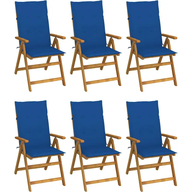 vidaXL Inklapbare stoelen 6 st met kussens massief acaciahout Blauw