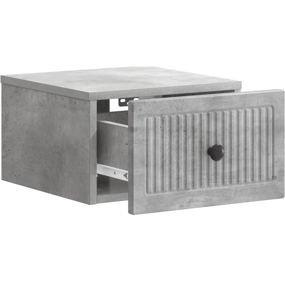 vidaXL Wandbeugel Bedkast Betongrijs 33 x 34,5 x 20 cm Bewerkt hout grijs, foto 3