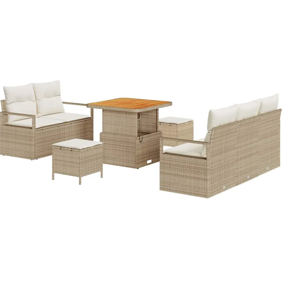 vidaXL Tuinbankenset 8 st Beige poly rattan, foto 4