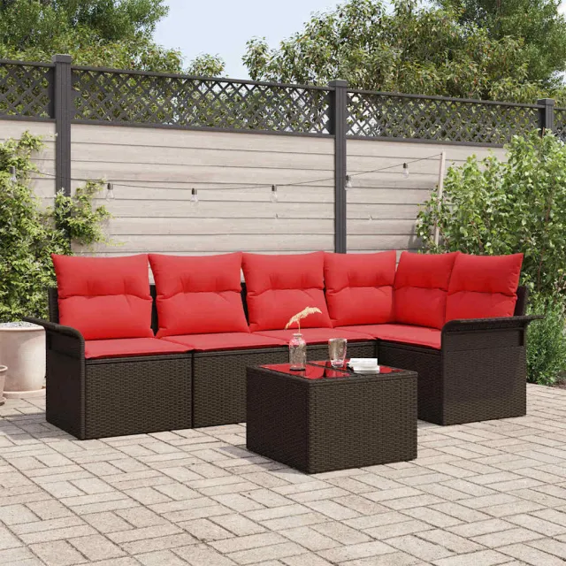 vidaXL Tuin Sofa Set 6 st Bruin poly rattan, foto 2