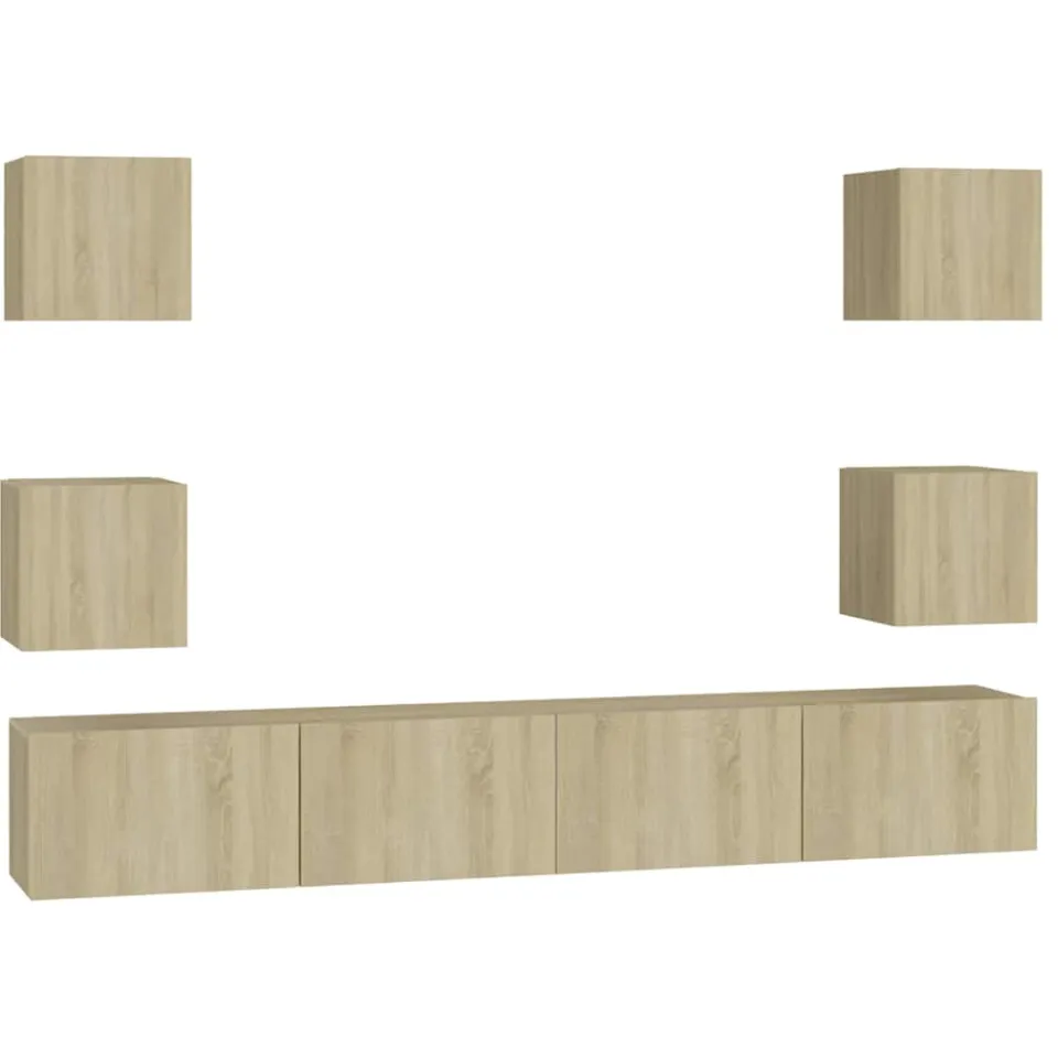 vidaXL 6-delige Tv-meubelset bewerkt hout sonoma eikenkleurig, foto 3