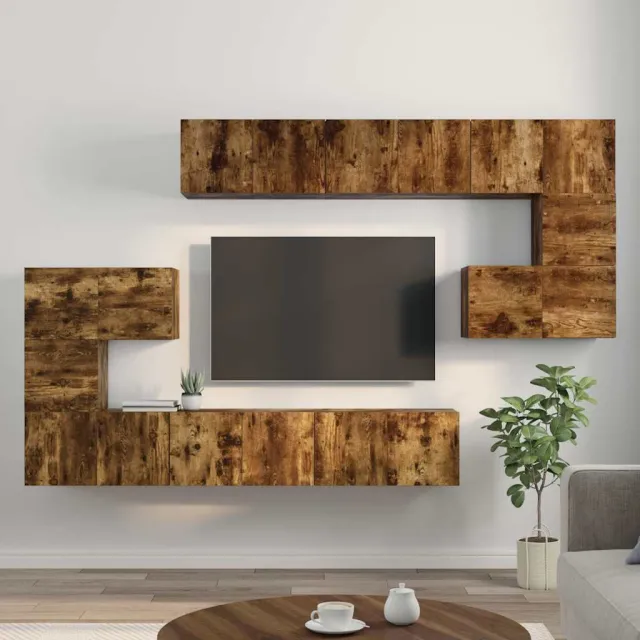 vidaXL 10-delige Tv-meubelset bewerkt hout gerookt eikenkleurig Bruin