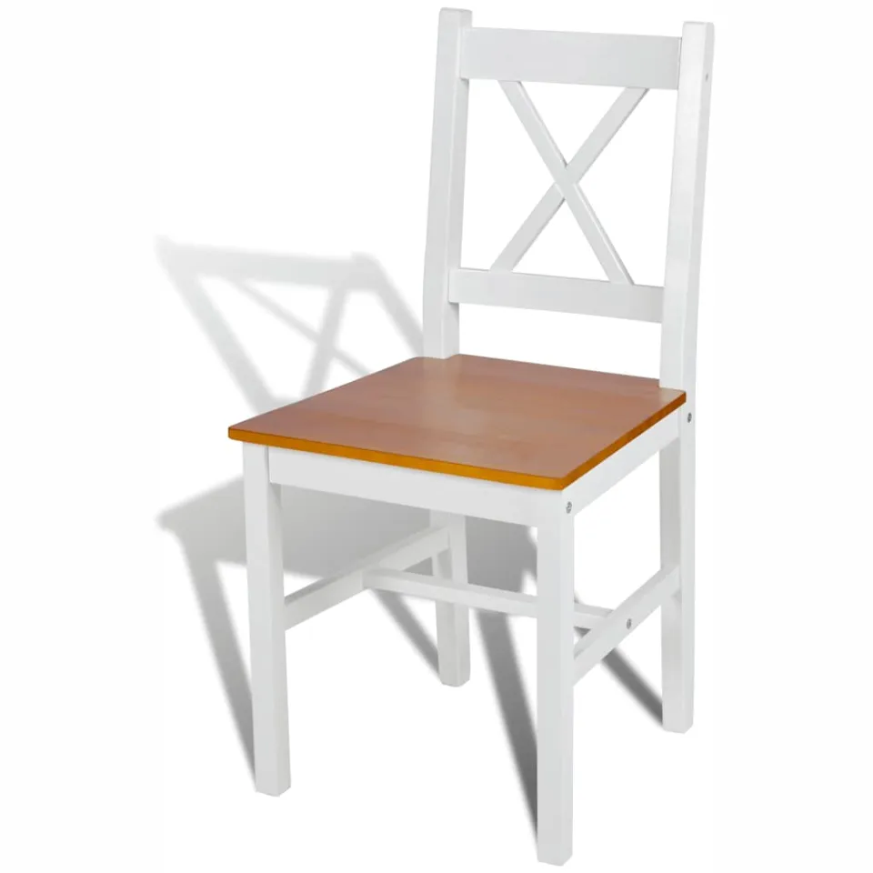 vidaXL Eetkamerstoelen 6 st grenenhout wit, foto 3