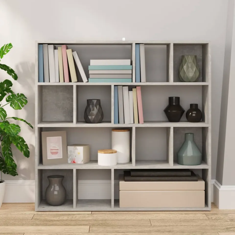vidaXL Boekenkast/kamerscherm 105x24x102 cm betongrijs grijs, foto 3