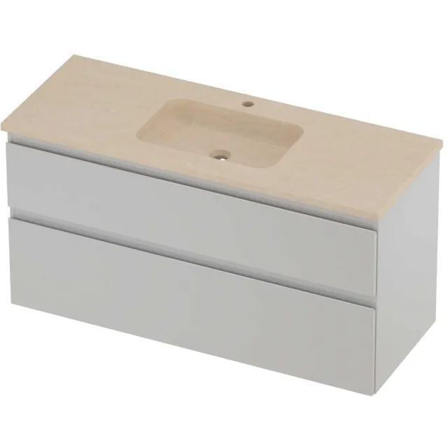 Proline Rollo Badmeubelset Hardsteen Elegant 1 Gat 120x46x62 cm Sand Stone Glans Wit