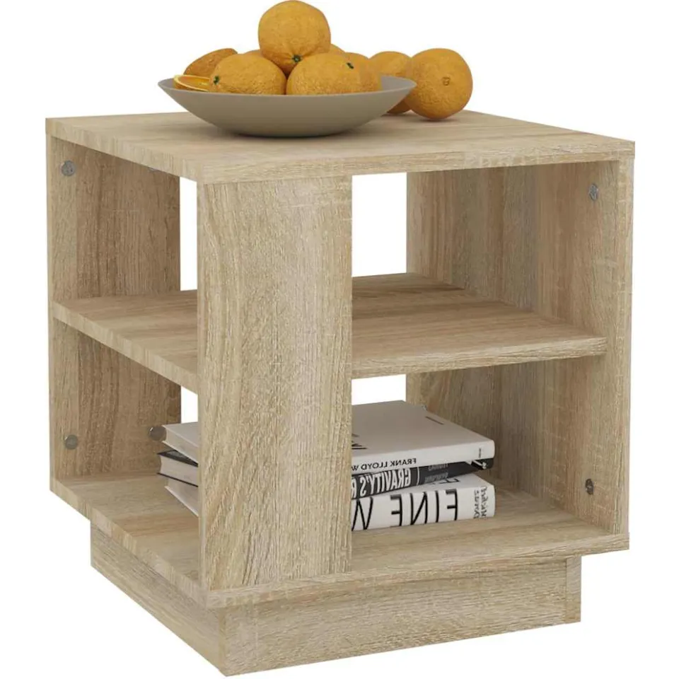 vidaXL Salontafel 40x40x43 cm bewerkt hout sonoma eikenkleurig Beige