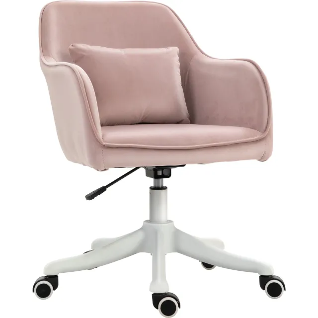 Lunpog Bureaustoel - ergonomische bureaustoel - fluweelachtige look - draaistoel - in hoogte verstelbaar - gestoffeerde stoel - roze