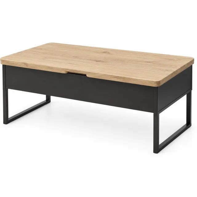 Mura Logistiek Mura Salontafel - Bijzettafel - Koffietafel - Coffee Table - Koffietafel - Optilbaar/Opklapbaar Blad - Hout - Metaal - Zwart Bruin