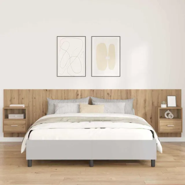 vidaXL Hoofdbord Met Kast 3 st Artisan Eiken Bewerkt hout Bruin