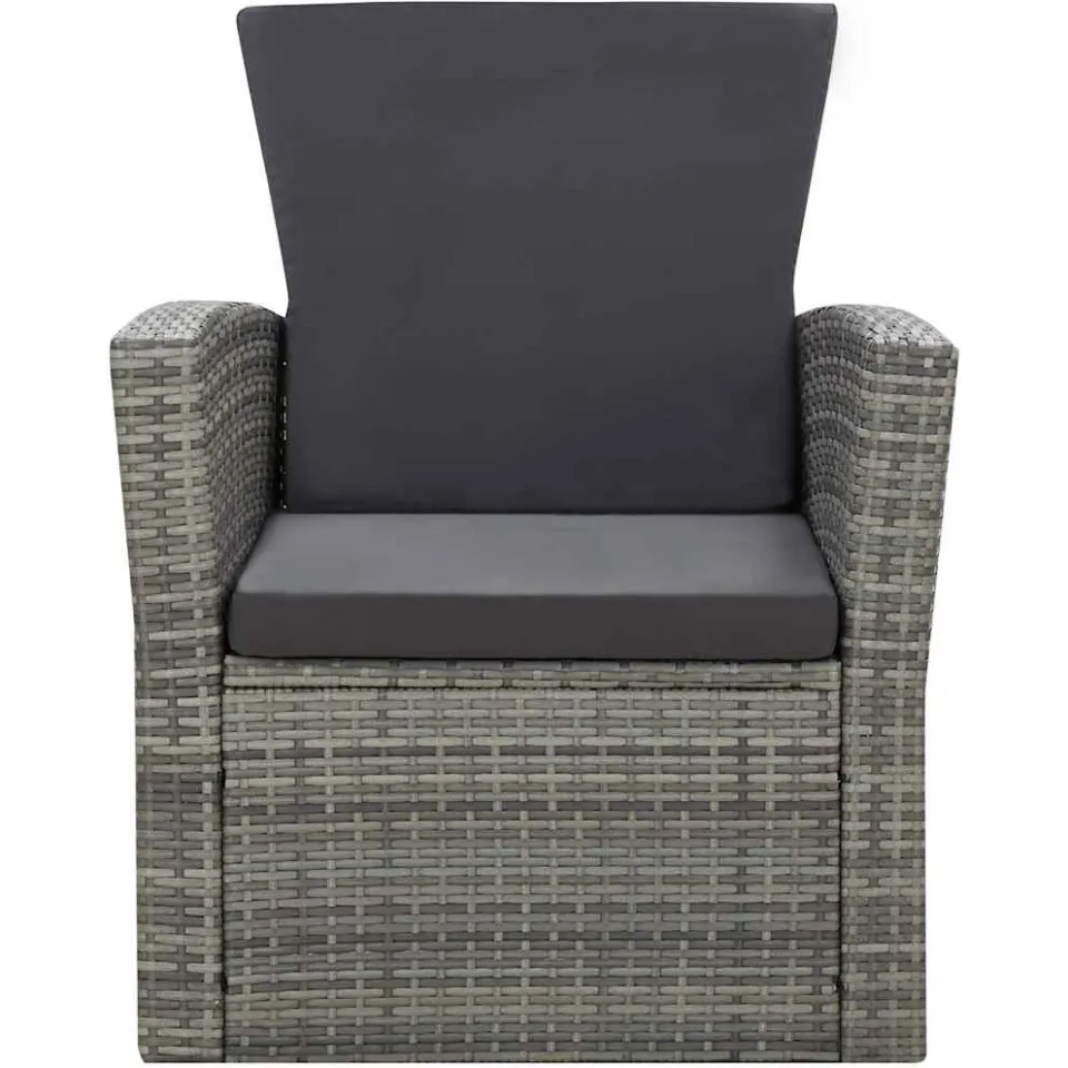 vidaXL 4-delige Loungeset met kussens poly rattan grijs, foto 3