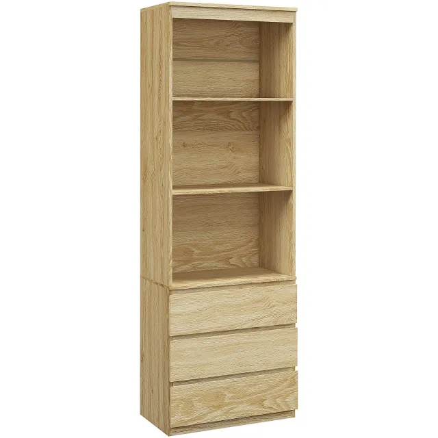 Homcom Boekenkast - Spaanplaat - 60x35x180cm - Natuurlijk Hout Houtkleur