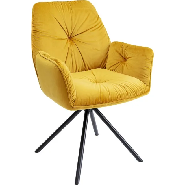 Kare Eetkamerstoel Met Armleuning Mila Yellow Geel