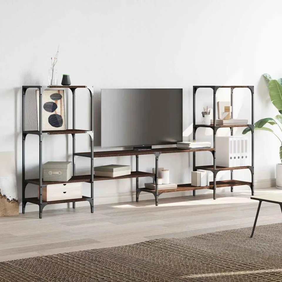 vidaXL Tv-meubel 206,5x28,5x95 cm bewerkt hout bruin eikenkleurig, foto 4