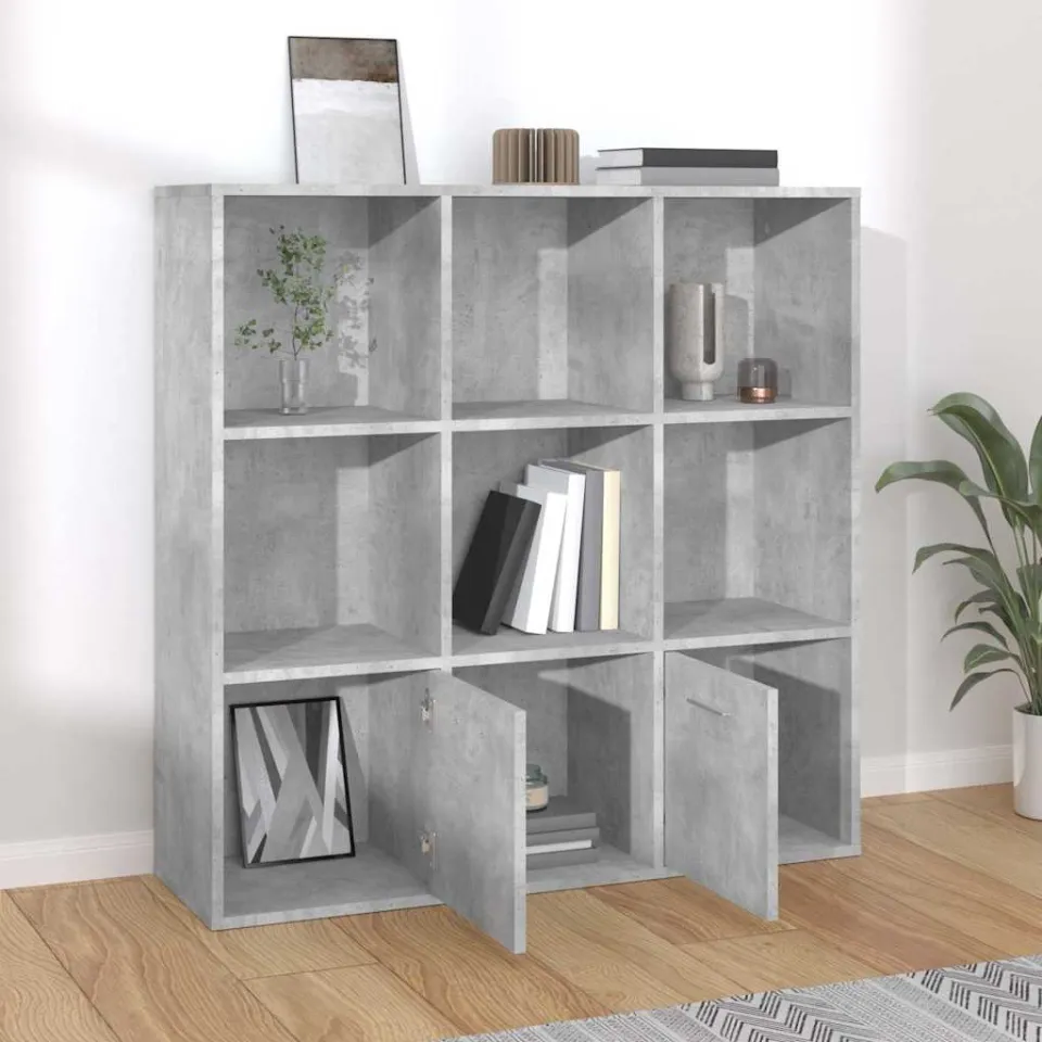vidaXL Boekenkast 98x30x98 cm bewerkt hout betongrijs grijs, foto 2