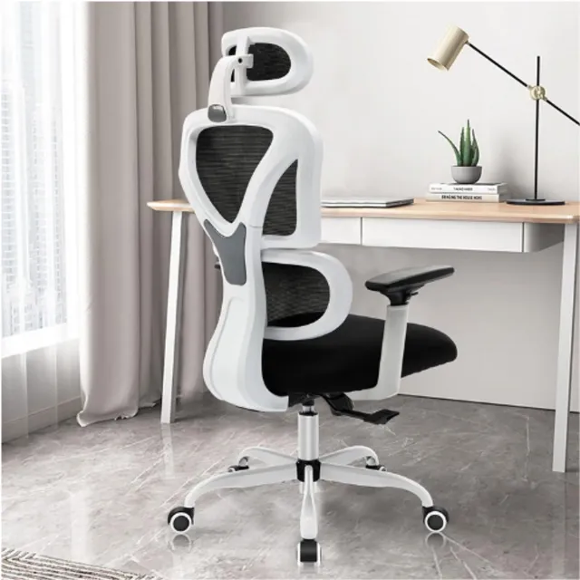 BOG KD9070 Ergonomische Bureaustoel - Verstelbare Hoofdsteun en Armleuningen - Lendensteun Tegen Rugpijn - 150 kg Belastbaar - 55x25x55 cm - Wit