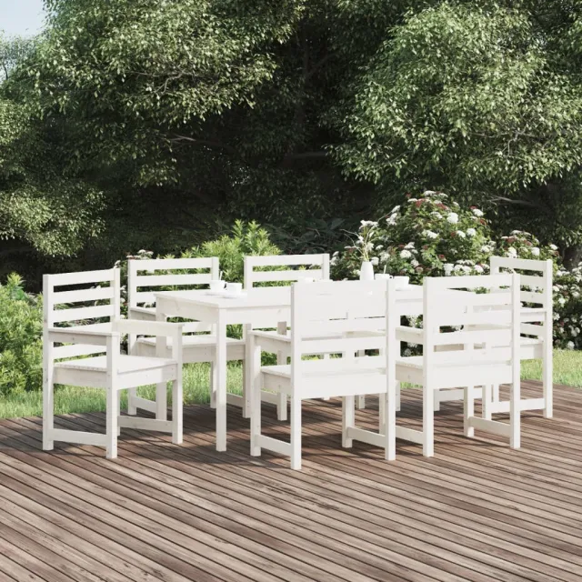 vidaXL 7-delige Tuinset massief grenenhout wit