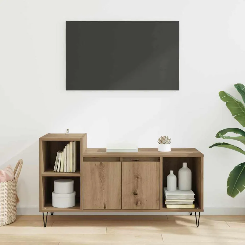 vidaXL TV-kast 100 x 35 x 55 cm Artisan Eiken Bewerkt hout, foto 4