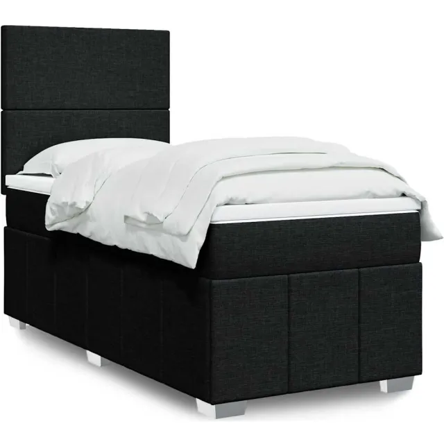 vidaXL Boxspring met matras stof zwart 90x190 cm