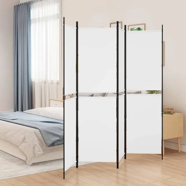 vidaXL Kamerscherm met 4 panelen 200x180 cm stof wit, foto 2
