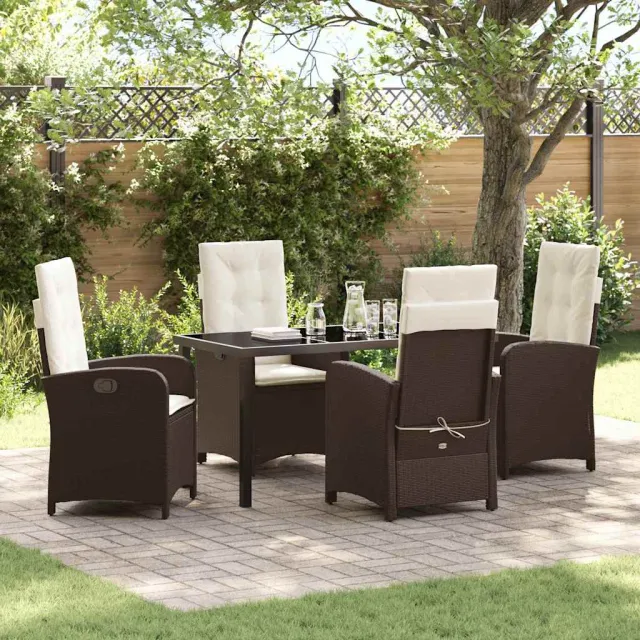 vidaXL Tuin eettafelset 5 st Bruin poly rattan, foto 2