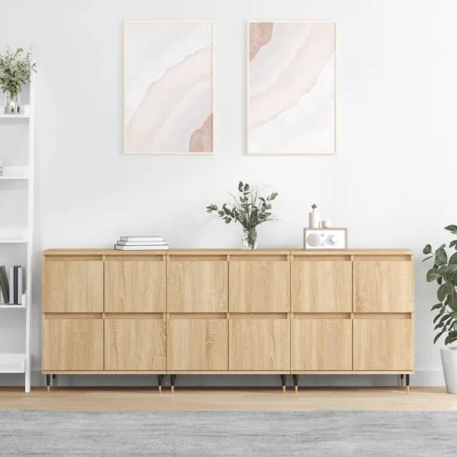 vidaXL Dressoirs 3 st bewerkt hout sonoma eiken Bruin