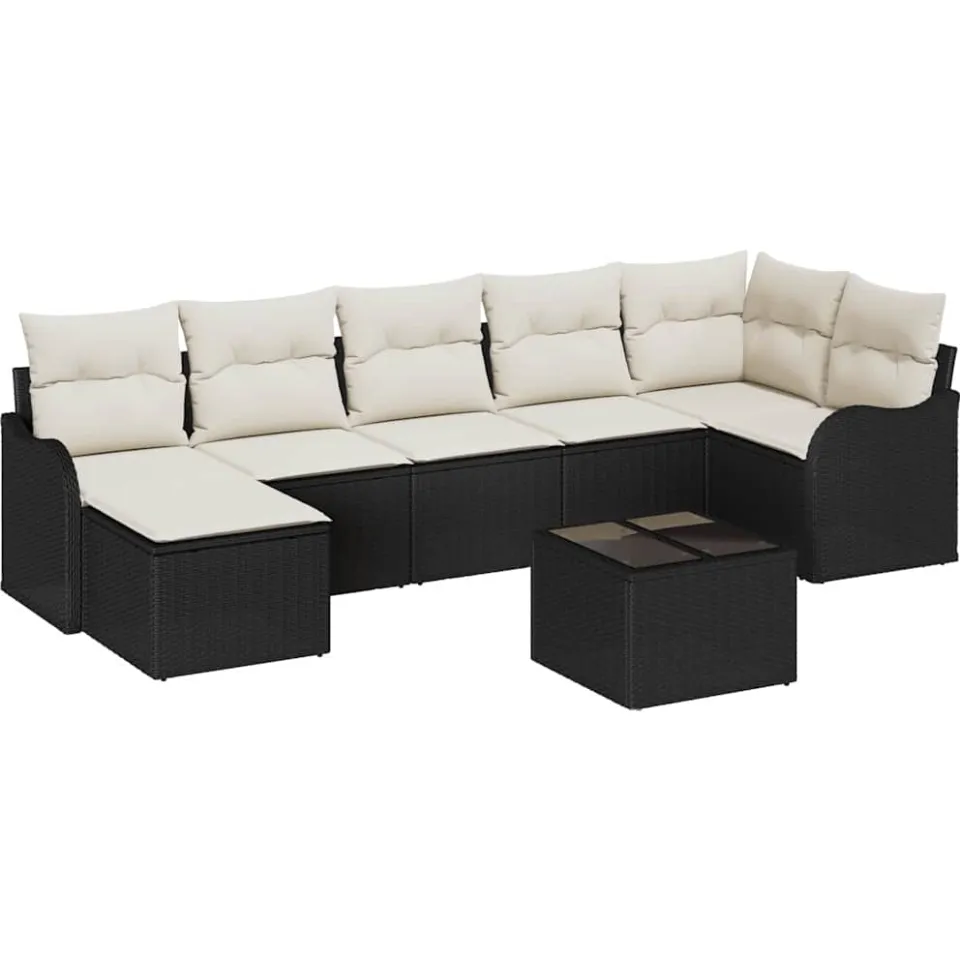 vidaXL Tuin Sofa Set Zwart poly rattan