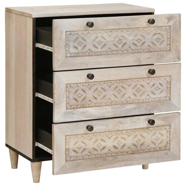 vidaXL Dressoir 60 x 33 x 75 cm massief mangohout Wit